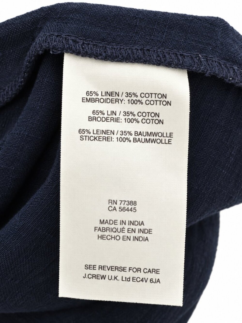 J.Crew Navy Blue Linen Cotton Blend Eyelet Long Sleeve Boat Neck Blouse (Size 6) - Picture 10 of 11
